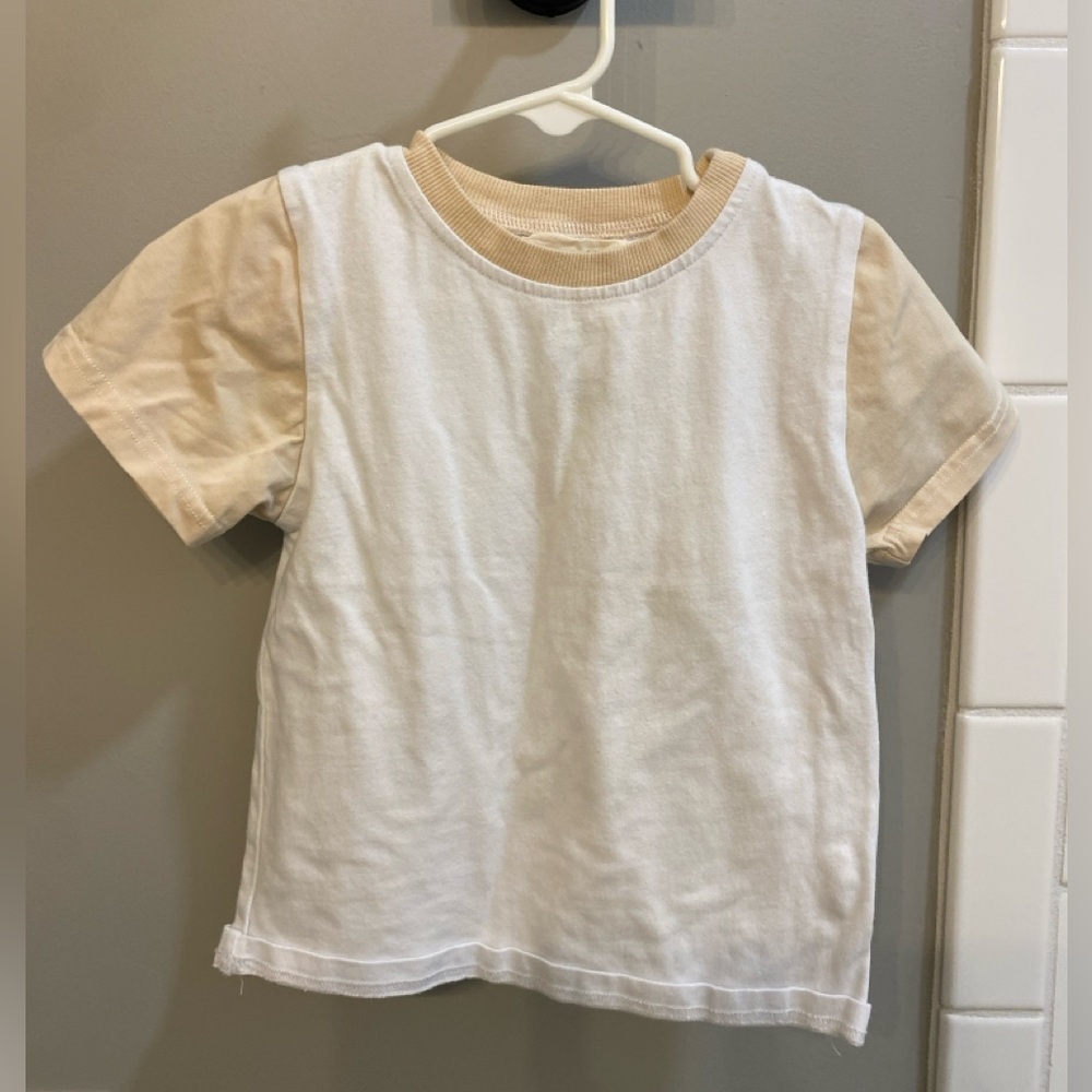 Kids Short Sleeve Tee - White with Cream Sleeves
